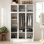 47,2 Grande Armoire LED Lumineuse Placard à Portes en Verre Entièrement en Verre