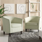 2 fauteuils club modernes en lin avec accoudoirs ronds