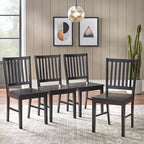 Lot de 4 chaises de salle à manger à barreaux en bois massif, cadre robuste, design classique, montage facile
