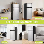 Mini-réfrigérateur de 127 litres avec congélateur, réfrigérateur compact avec porte réversible, thermostat réglable et économe en énergie, petit réfrigérateur