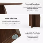 Table à manger ronde PexFix 45 x 45 en bois massif avec finition noyer et pieds arqués élégants pour salles à manger et cuisines modernes