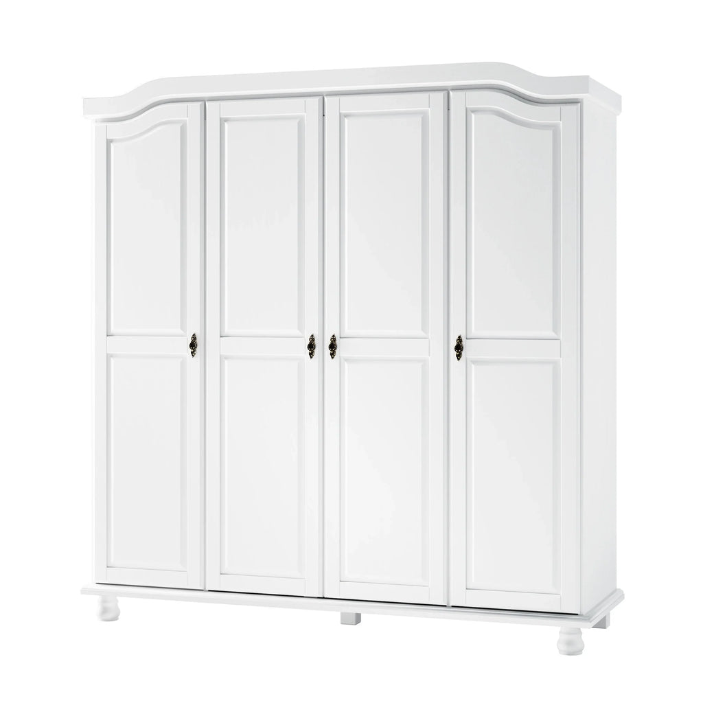 Palace Imports Kyle Armoire 4 portes 100 % en bois massif avec portes en bois massif ou portes miroir