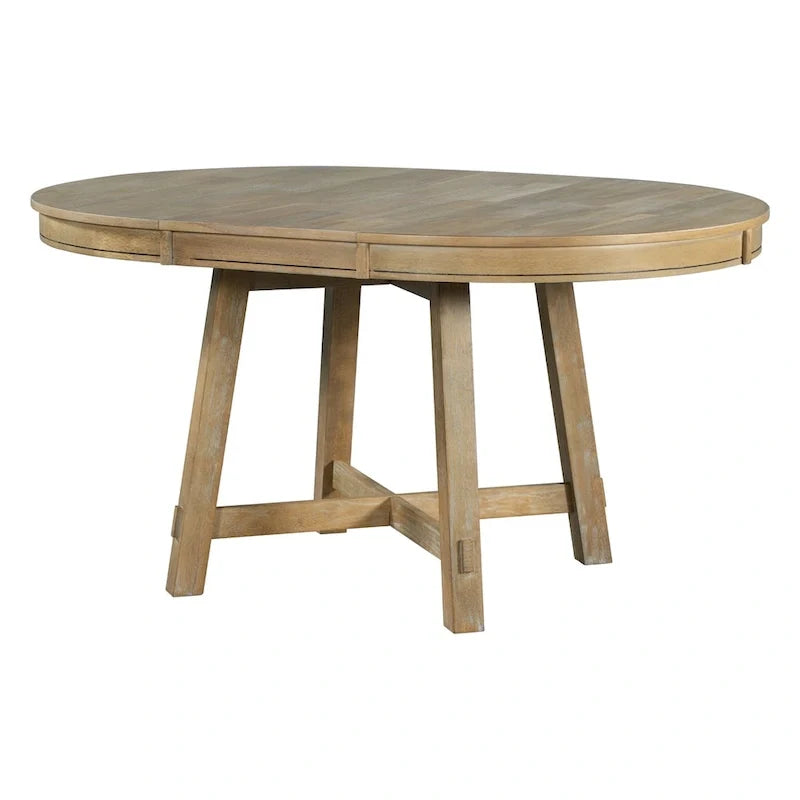 Table de salle à manger ronde extensible de style ferme avec 16 rallonges en bois