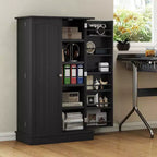 HOMCOM Meuble de cuisine 41, Armoire de cuisine à 2 portes avec 5 étagères de rangement, 12 porte-épices et étagères réglables pour salle à manger