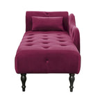 Chaise longue moderne de 154 cm avec revêtement en velours, boutons capitonnés, pieds en bois massif et clous de tapissier