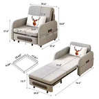 Fauteuil convertible 3-en-1 Gaoyangjiaju avec tiroir de rangement - Canapé-lit gigogne avec poche latérale et oreiller - Gris