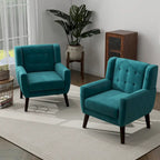 Lot de 2 fauteuils de salon en velours avec accoudoirs
