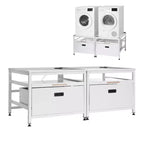 Socle de lave-linge et sèche-linge VEVOR, hauteur 57,4 cm, 73,6 x 73,6 cm, avec tiroir coulissant et espace de rangement, capacité de charge 362,9 kg, antidérapant, blanc