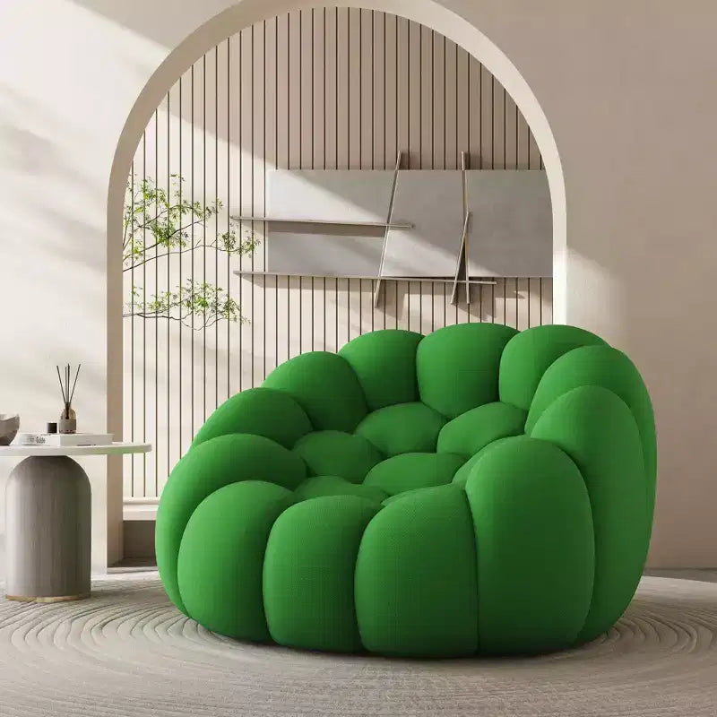 Canapé de sol bulle de 47 pouces avec design incurvé, pouf 3D pour salon, vert