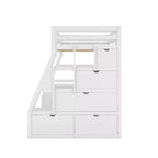 Lit mezzanine simple avec 7 tiroirs, 2 étagères, armoire et bureau pour enfants et adolescents