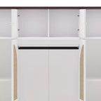 Armoire penderie grande capacité à 8 portes de 180 cm de haut avec tringle, étagères réglables et portes décoratives en rotin