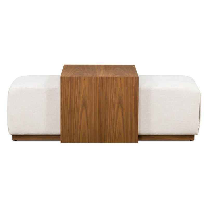Ottoman Poly & Bark Jarmo avec table en noyer réglable – Cuir pleine fleur véritable italien