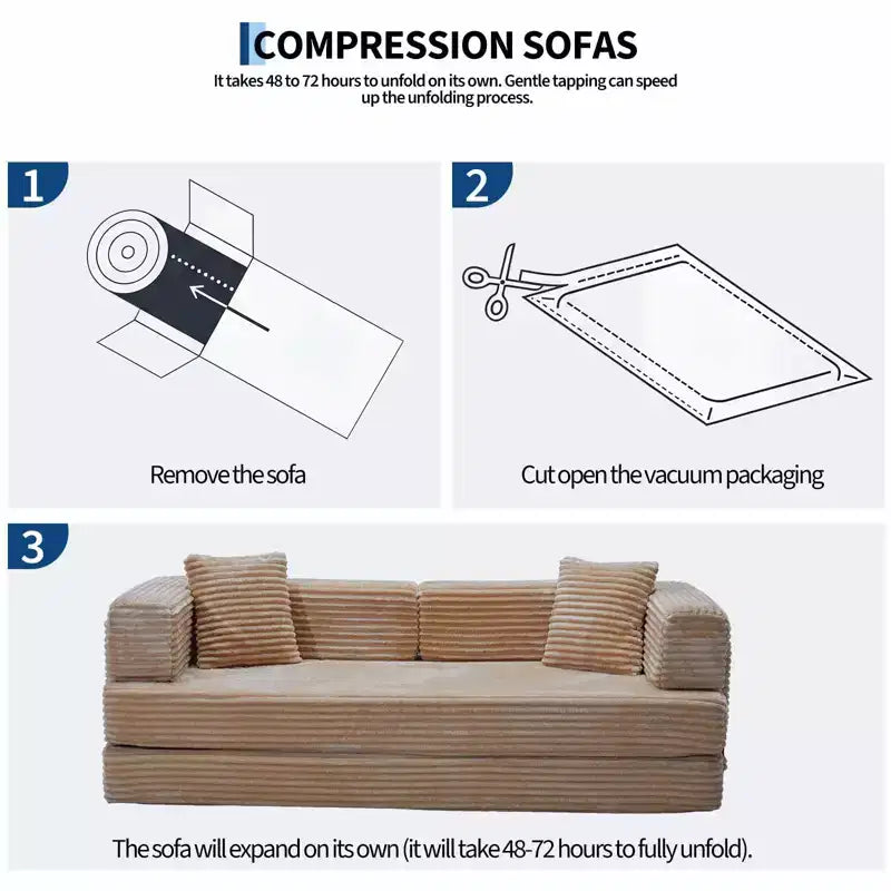 Canapé-lit convertible 5-en-1 80,7 po – Velours côtelé, 544 kg, aucun assemblage