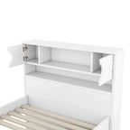Lit plateforme capitaine double/grand avec 4 tiroirs et étagères de rangement, cadre de lit en bois massif avec tête de lit bibliothèque de rangement
