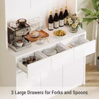 Armoire de cuisine de 71 pouces, vaisselier avec lumières LED et prises de courant, buffet avec support pour micro-ondes, étagères réglables