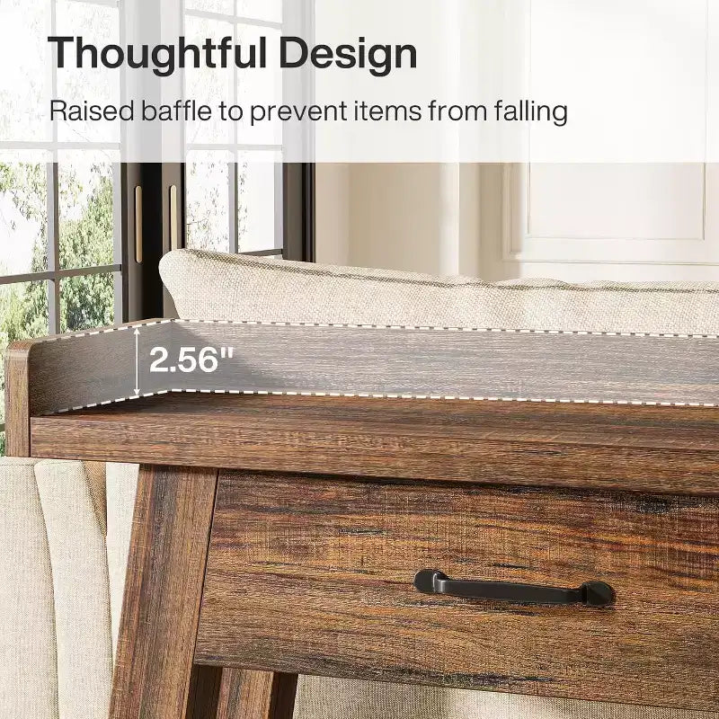 Table de canapé à 2 niveaux Lantine avec 3 tiroirs, console de 180 cm avec chicane surélevée et étagères de rangement pour salon, couloir, entrée