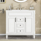 Meuble-lavabo de salle de bain moderne de 91 cm avec lavabo et armoire de toilette, 2 portes et 2 tiroirs