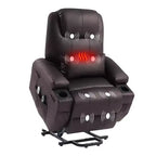 Fauteuil inclinable électrique Bestier de 88 cm avec fonction de levage, massage et chauffage, en similicuir, avec poches latérales et porte-gobelets