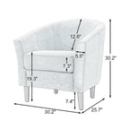 2 fauteuils club modernes en lin avec accoudoirs ronds