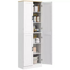 HOMCOM Garde-Manger de cuisine autoportant 170 cm, Armoire de rangement à 4 portes avec étagères réglables et portes