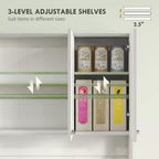 71 Armoire de cuisine, armoire de rangement haute avec support pour micro-ondes, buffet de cuisine moderne, 3 étagères réglables pour salon, salle à manger