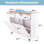Meuble de cuisine EROMMY à double inclinaison avec 2 tiroirs, meuble poubelle avec rangement sur roulettes, blanc