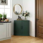 Meuble d'angle Dovelina avec étagères réglables, buffet, meuble à vin, meuble de cuisine et de salle à manger avec portes en bois - 31H x 31L, 36H x 31L