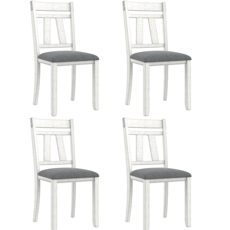 Chaises de salle à manger en bois massif VECELO avec assise en tissu de lin, ensemble de 2/4/6 chaises de salle à manger