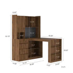 Bureau d'angle en L de 46 pouces avec bibliothèque et tiroirs