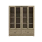 Bibliothèque-vitrine Famapy Chêne Clair : 63cm de large, Portes Coulissantes en Verre + Tiroir de Rangement Organisateur Spacieux pour Bibliothèques à Domicile et Salons