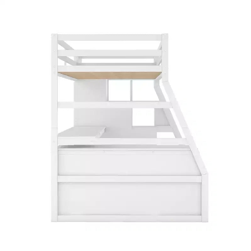 Lit mezzanine simple avec 7 tiroirs, 2 étagères, armoire et bureau pour enfants et adolescents