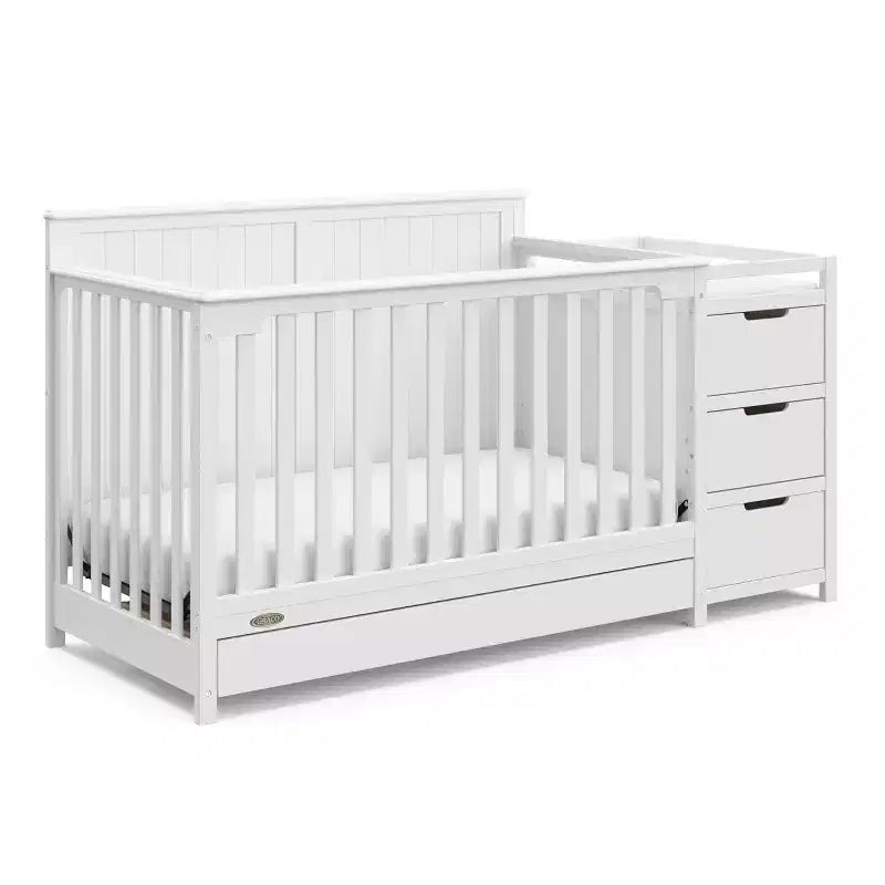 Lit de bébé et table à langer transformable 5-en-1 avec tiroir
