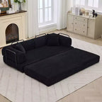 Canapé-lit convertible 4-en-1, matelas de sol pliant sans cadre en velours côtelé de 79 po avec oreiller, causeuse sans assemblage pour petit appartement
