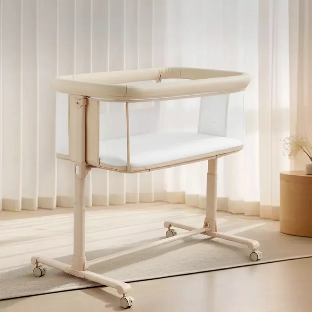 Berceau à roulettes – Beige / Gris / Rose, cododo, pour 1 bébé