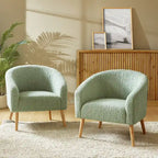 Fauteuil Sheila Modern 30 W Boucle avec pieds en bois massif, lot de 2, par HULALA HOME