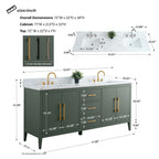 Meuble-lavabo de salle de bain Vanity Art 72 po à double vasque avec dessus en marbre reconstitué