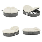 Lit de soleil extérieur double pour terrasse avec coussins et oreillers