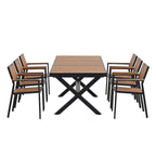 Ensemble de salle à manger d'extérieur extensible 7 pièces avec table extensible et 6 fauteuils