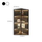 Meuble d'angle d'exposition moderne en bois et métal gris avec porte vitrée