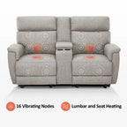 Canapé inclinable électrique MCombo 60,2 po avec massage et double chauffage, appuie-tête réglable, ports USB et Type C, tissu