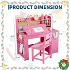 Bureau et chaise d'étude pour enfants avec rangement, bureau d'étude pour enfants avec étagère supérieure et inclinable, pour les 3-8 ans, table d'écriture pour chambre d'enfant