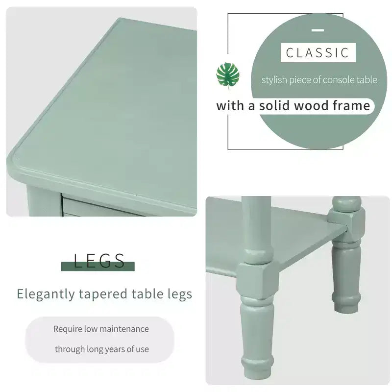 Console étroite de 60 cm avec 3 tiroirs et étagère, table d'appoint pour petite entrée ou salon