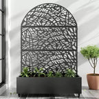 MAYEERTY 72x47 Jardinière arquée en fer noir avec treillis, ensemble de 3 pièces pour décoration de jardin, terrasse et balcon