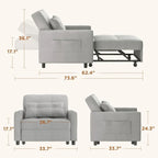 Canapé-lit convertible 3-en-1, Canapé-chaise dépliable, Lit pliant convertible pour salon