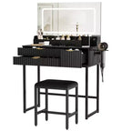 Coiffeuse avec miroir et lumières, miroir lumineux à LED, tiroirs de rangement spacieux pour produits cosmétiques et articles de toilette