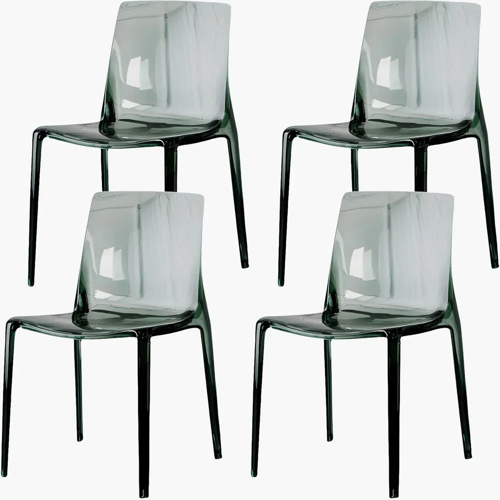 Chaise de salle à manger sans accoudoirs à dossier bas en acrylique ambre