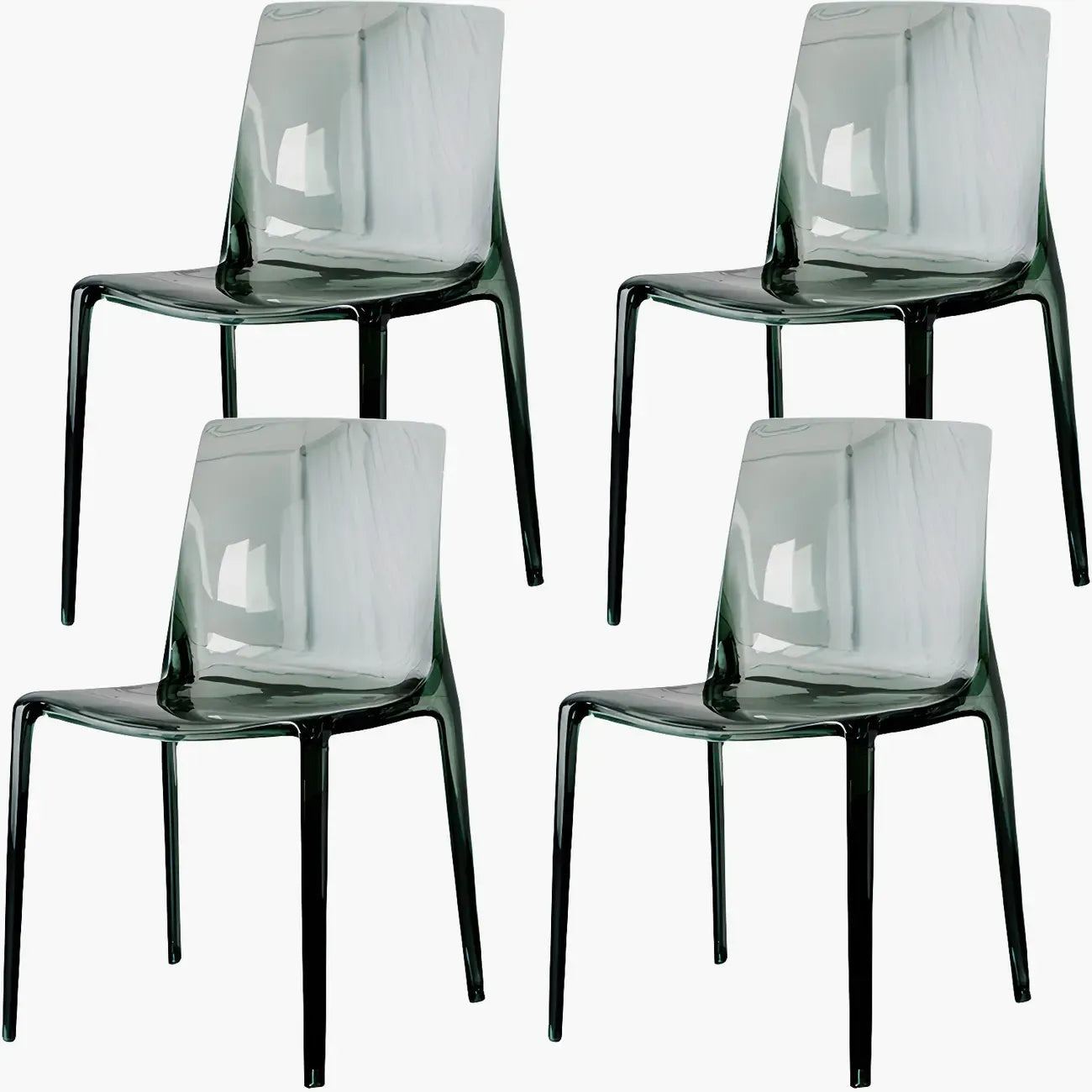 Chaise de salle à manger sans accoudoirs à dossier bas en acrylique ambre