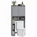 Meuble de rangement WC HOMCOM, Armoire de salle de bain moderne au-dessus des toilettes avec 2 portes, porte-papier toilette, étagère WC autoportante