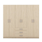 Armoire 6 portes en bois avec 3 grands tiroirs de rangement pour chambre à coucher