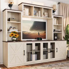 Meuble TV Moderne pour Téléviseur de 55 Pouces avec Station de Chargement, Console Multimédia avec Grands Placards de Rangement, Meuble TV pour Salon-Panipeachy